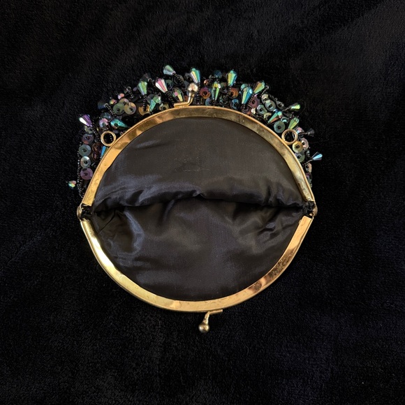 Vintage Iridescent Beaded Sequins Formal Evening Cocktail Clutch - Picture 3 of 4